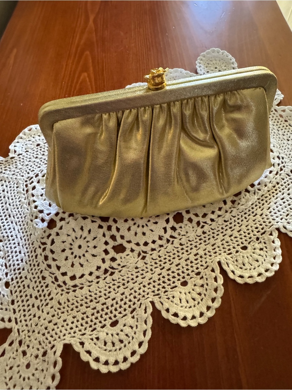 Metallic Gold Gathered Evening Clutch
